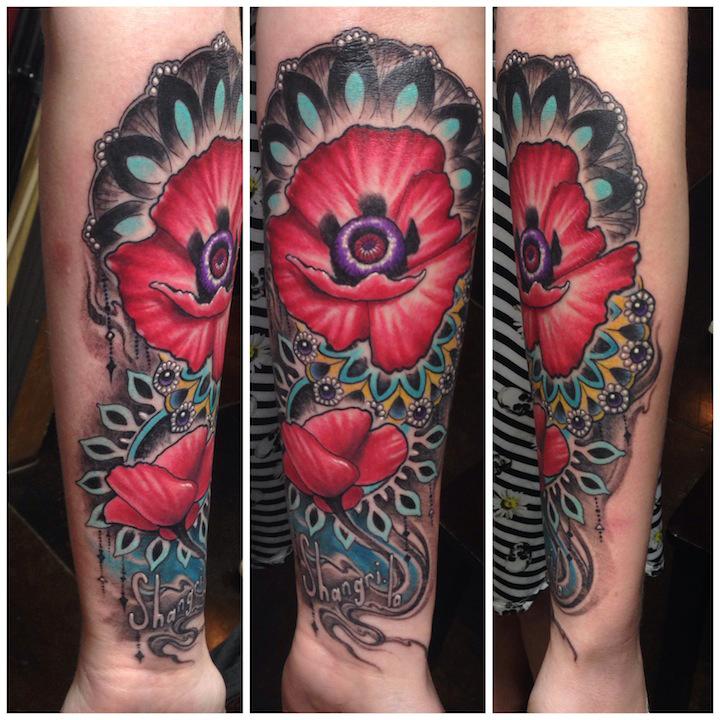 Poppy Flower Mandala Tattoo by London Reese TattooNOW